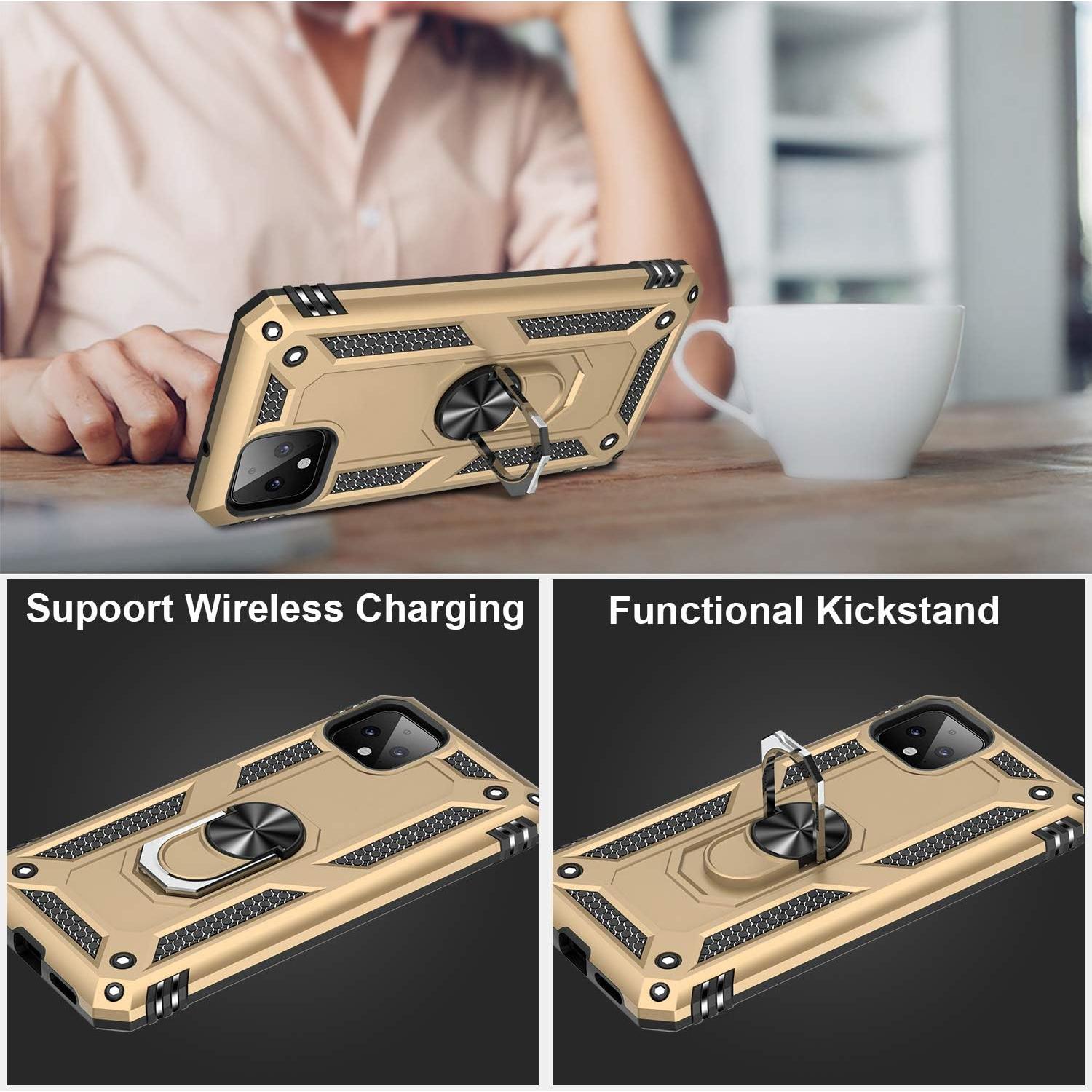 Funda Protectora LUMARKE para Google Pixel 4 Amarilla con Soporte