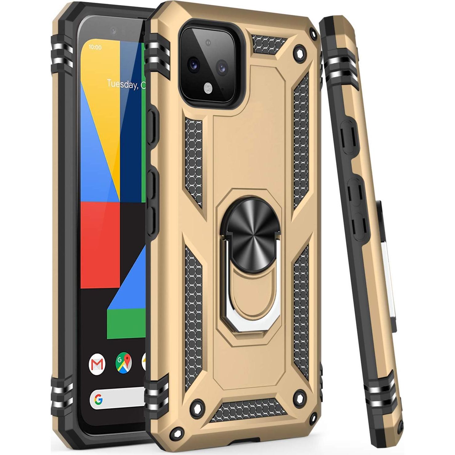 Funda Protectora LUMARKE para Google Pixel 4 Amarilla con Soporte