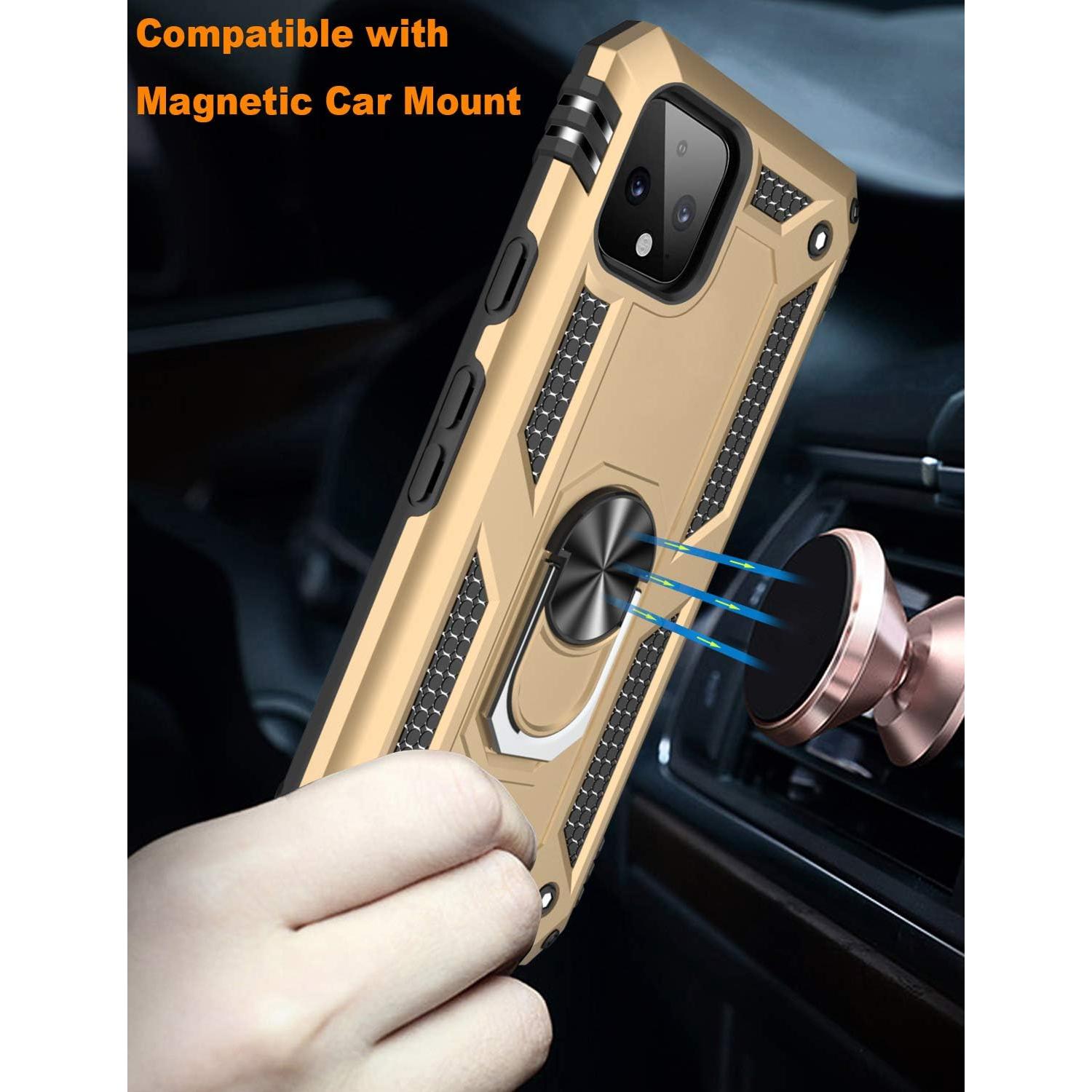 Funda Protectora LUMARKE para Google Pixel 4 Amarilla con Soporte