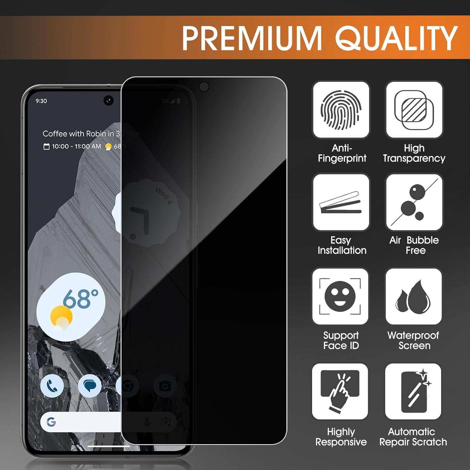 Paquete de 3 Protectores de Pantalla Privados Zonyee para Google Pixel 8 Pro