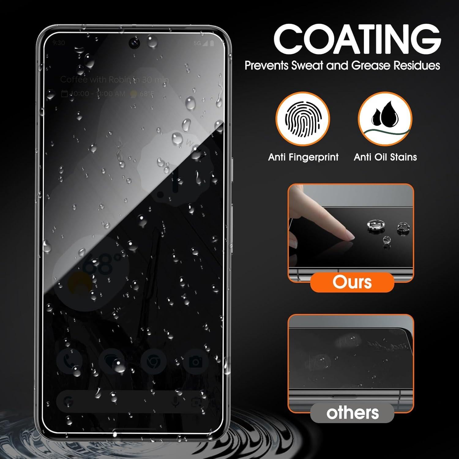 Paquete de 3 Protectores de Pantalla Privados Zonyee para Google Pixel 8 Pro