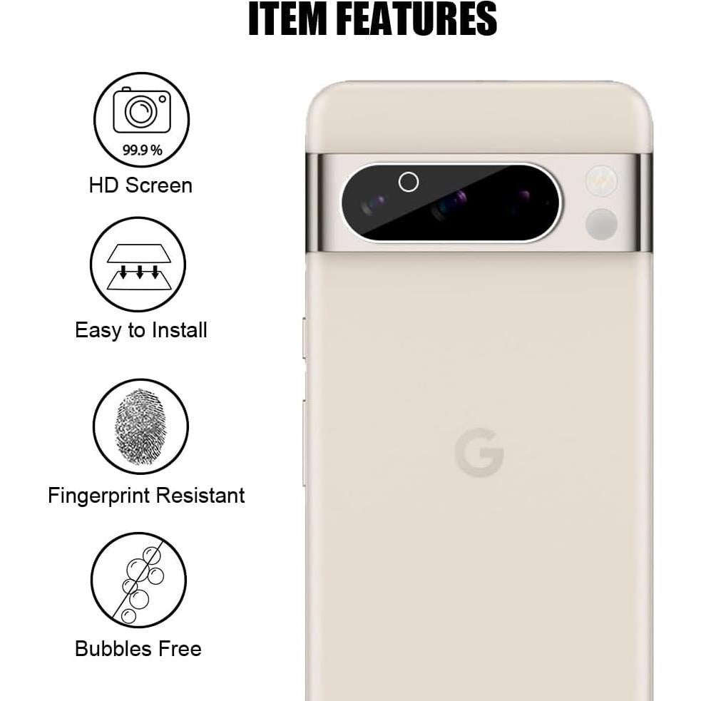 Paquete de 3 Cristales Templados UZWZW para Lente Google Pixel 8 Pro