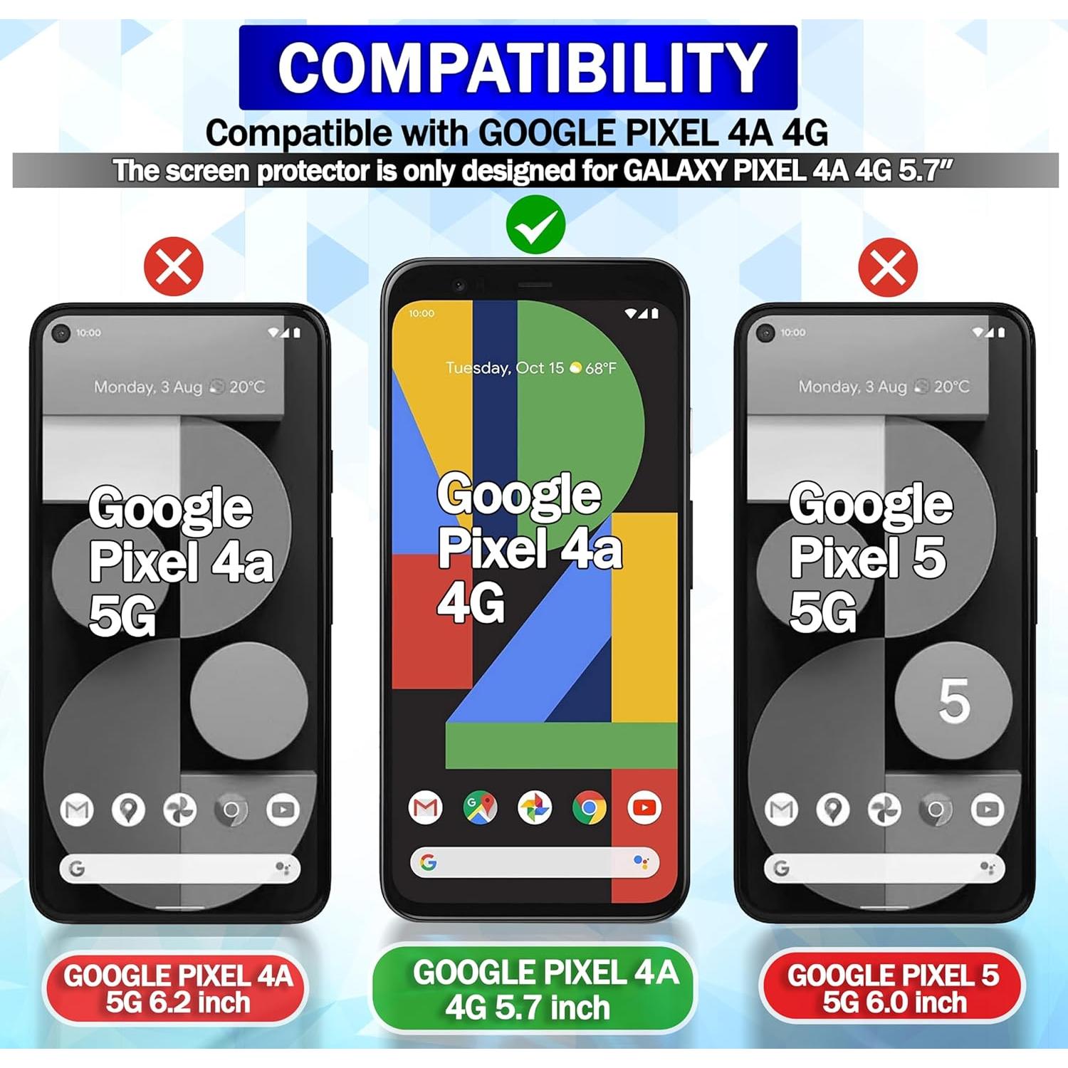 Protector de Pantalla RKINC para Google Pixel 4a - 3 Unidades, Vidrio Templado 0.33mm