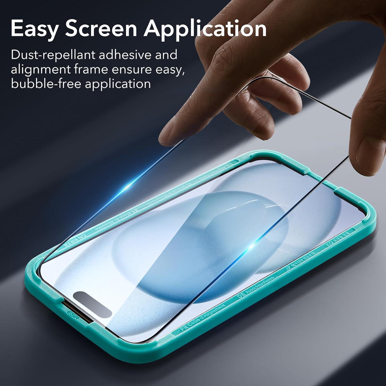 Protector de Pantalla ESR para iPhone 15 Plus - 3 Vidrio + 2 Lente