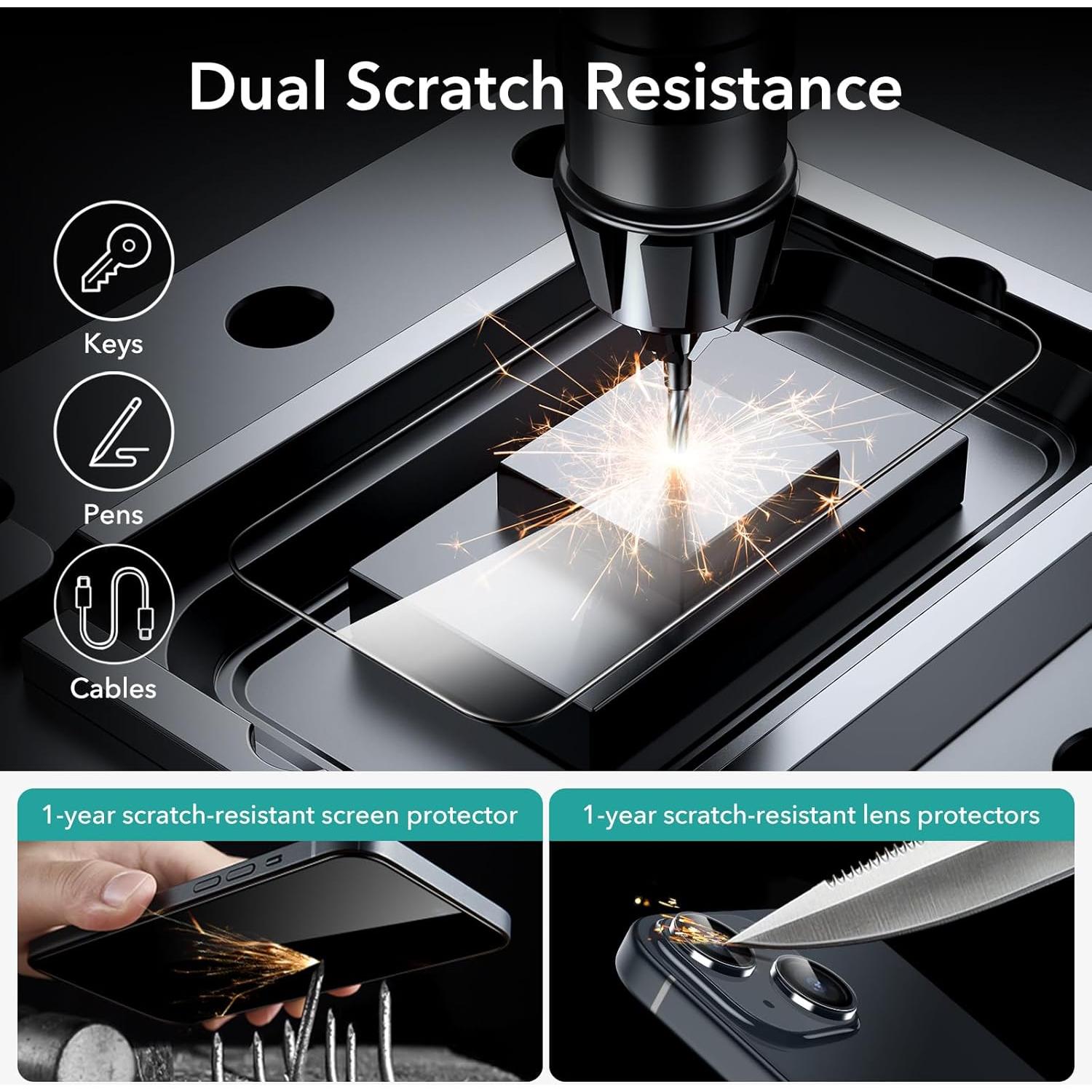 Protector de Pantalla ESR para iPhone 15 Plus - 3 Vidrio + 2 Lente