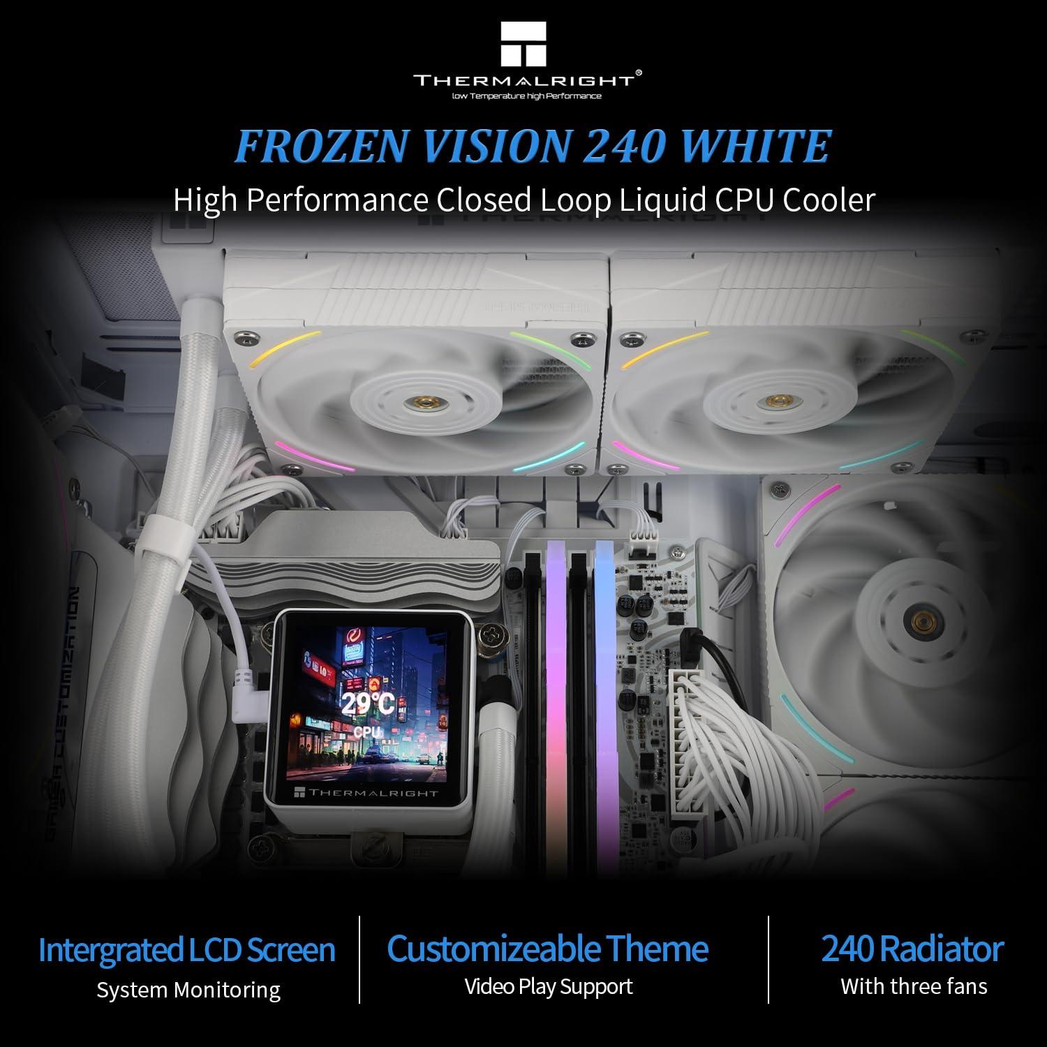 Enfriador de Agua para CPU Thermalright Frozen Vision 240 Blanco - Pantalla LCD 2.88"