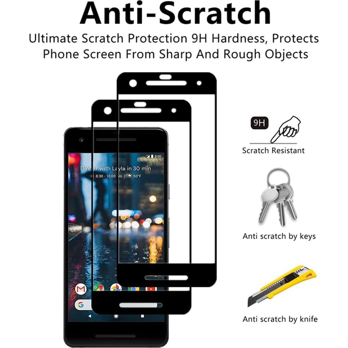 Funda de vidrio templado VIESUP para Google Pixel 2 - 2 Pack