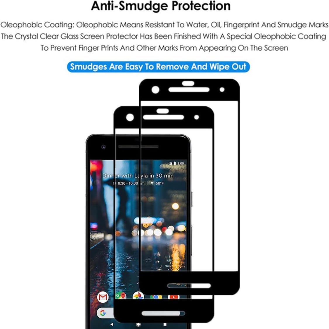 Funda de vidrio templado VIESUP para Google Pixel 2 - 2 Pack