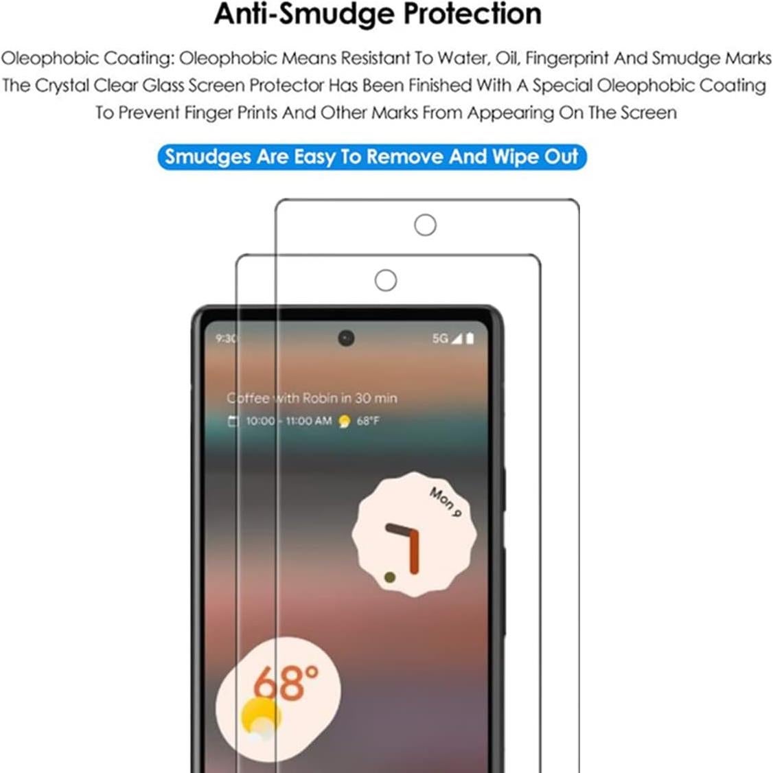 Protector de Pantalla VIESUP para Google Pixel 6a - 2 Pack Vidrio Templado 9H