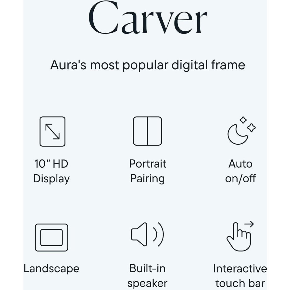 Marco de Fotos Digital Aura Carver HD WiFi 10.1" (25.7 cm) Negro