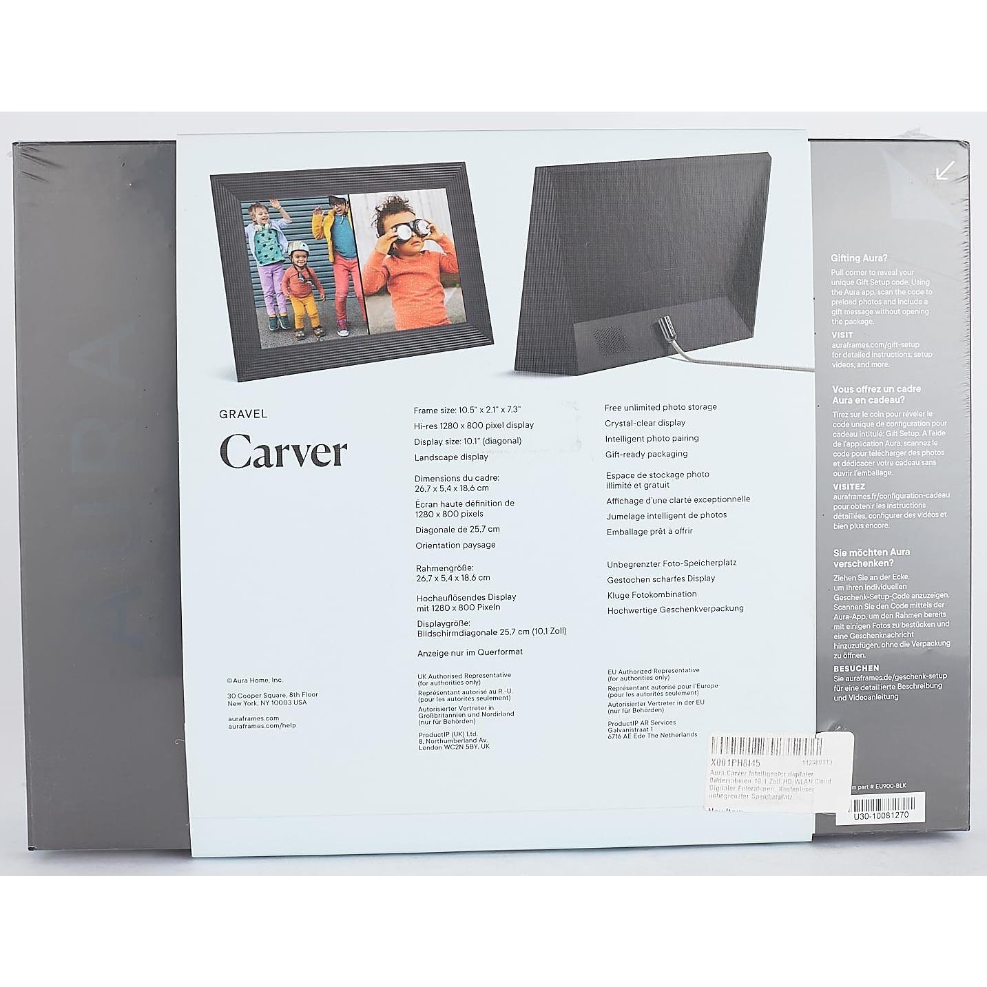 Marco de Fotos Digital Aura Carver HD WiFi 10.1" (25.7 cm) Negro