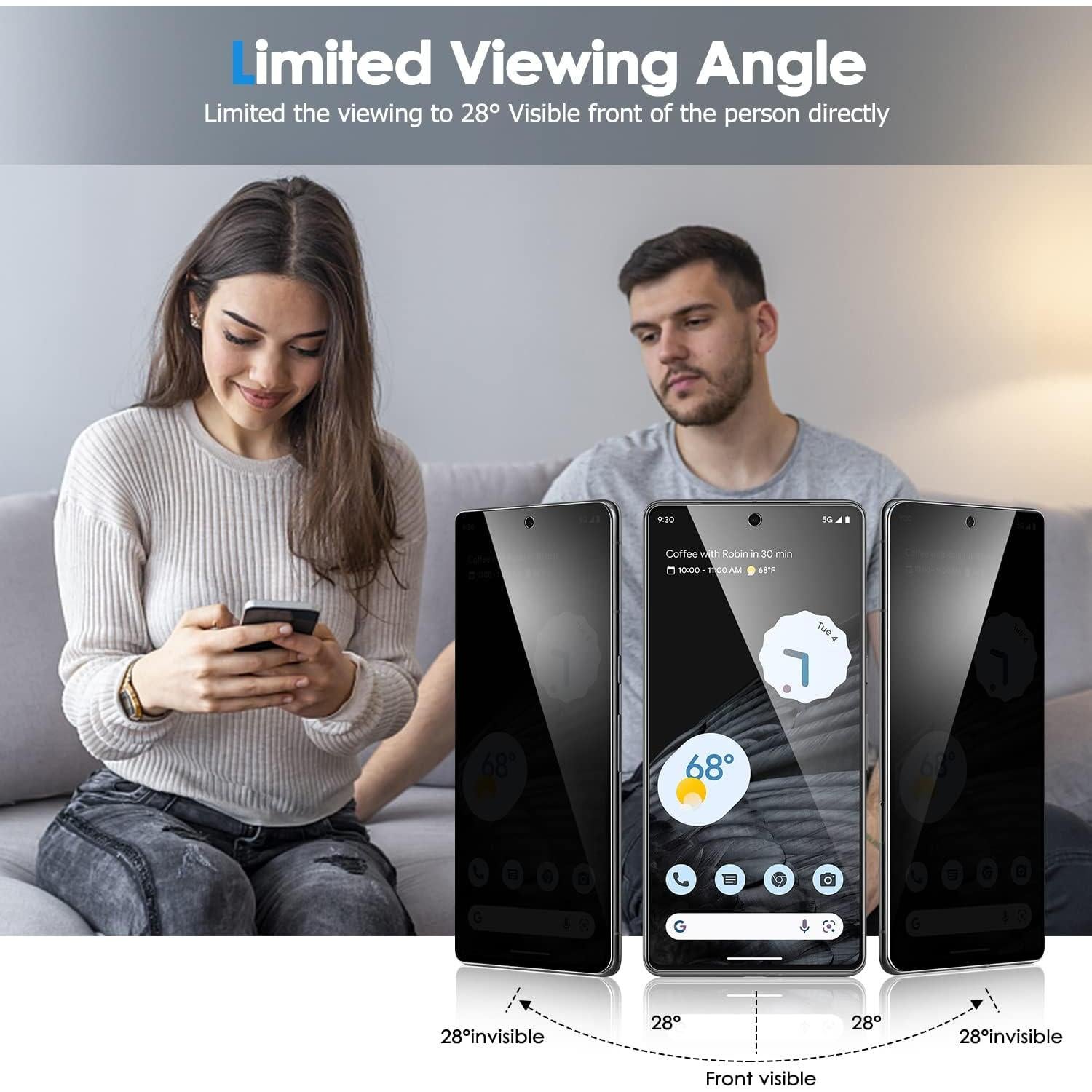 Protector de Pantalla Privado LYWHL para Google Pixel 7 2 Pzas