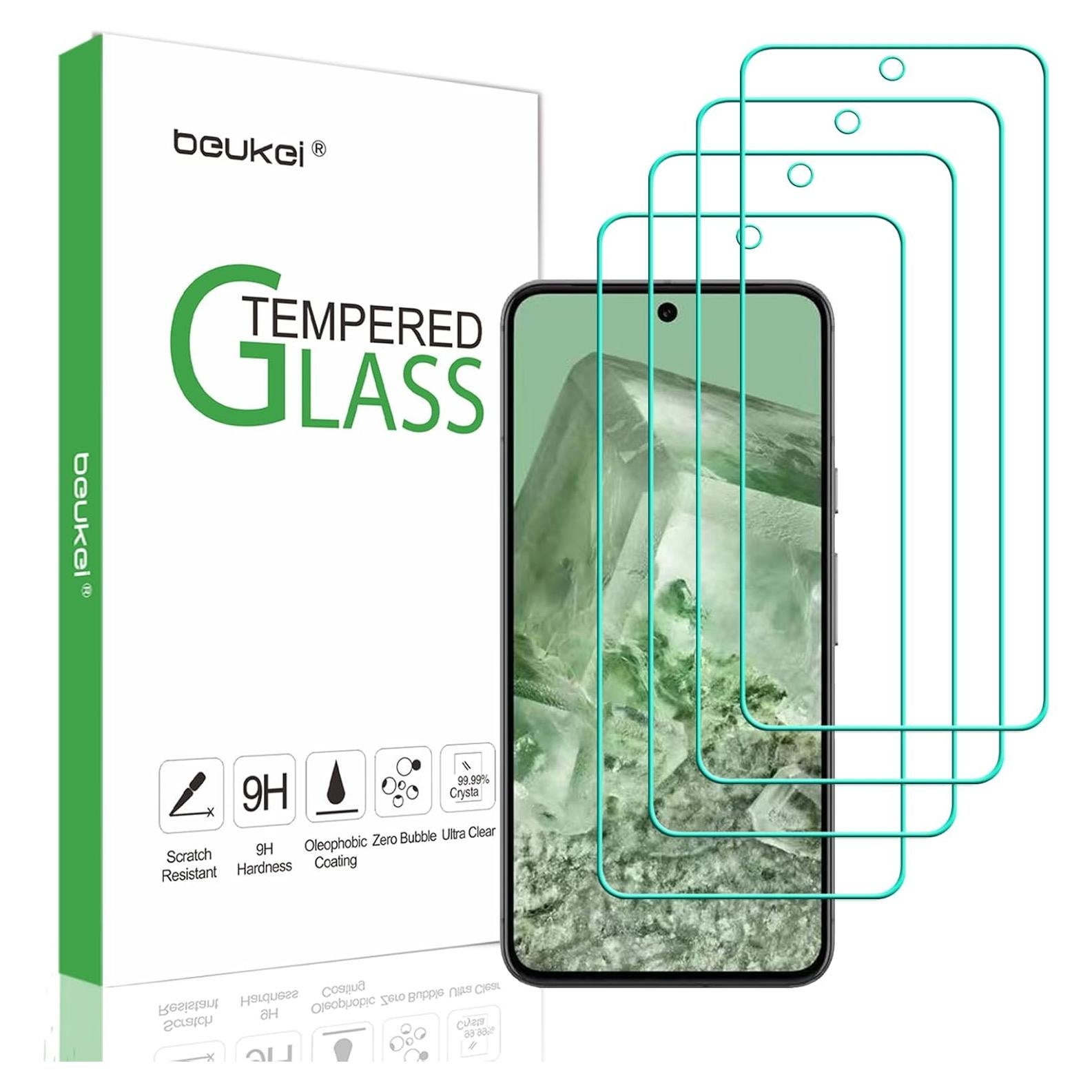 Protector de Pantalla Vidrio Templado Beukei para Google Pixel 8A 5G - 4 Pack