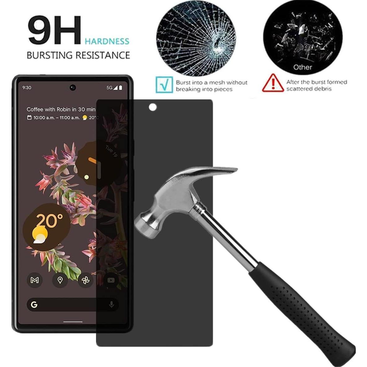 Protector de Pantalla Privado AISELAN para Google Pixel 6 - 2 Pcs