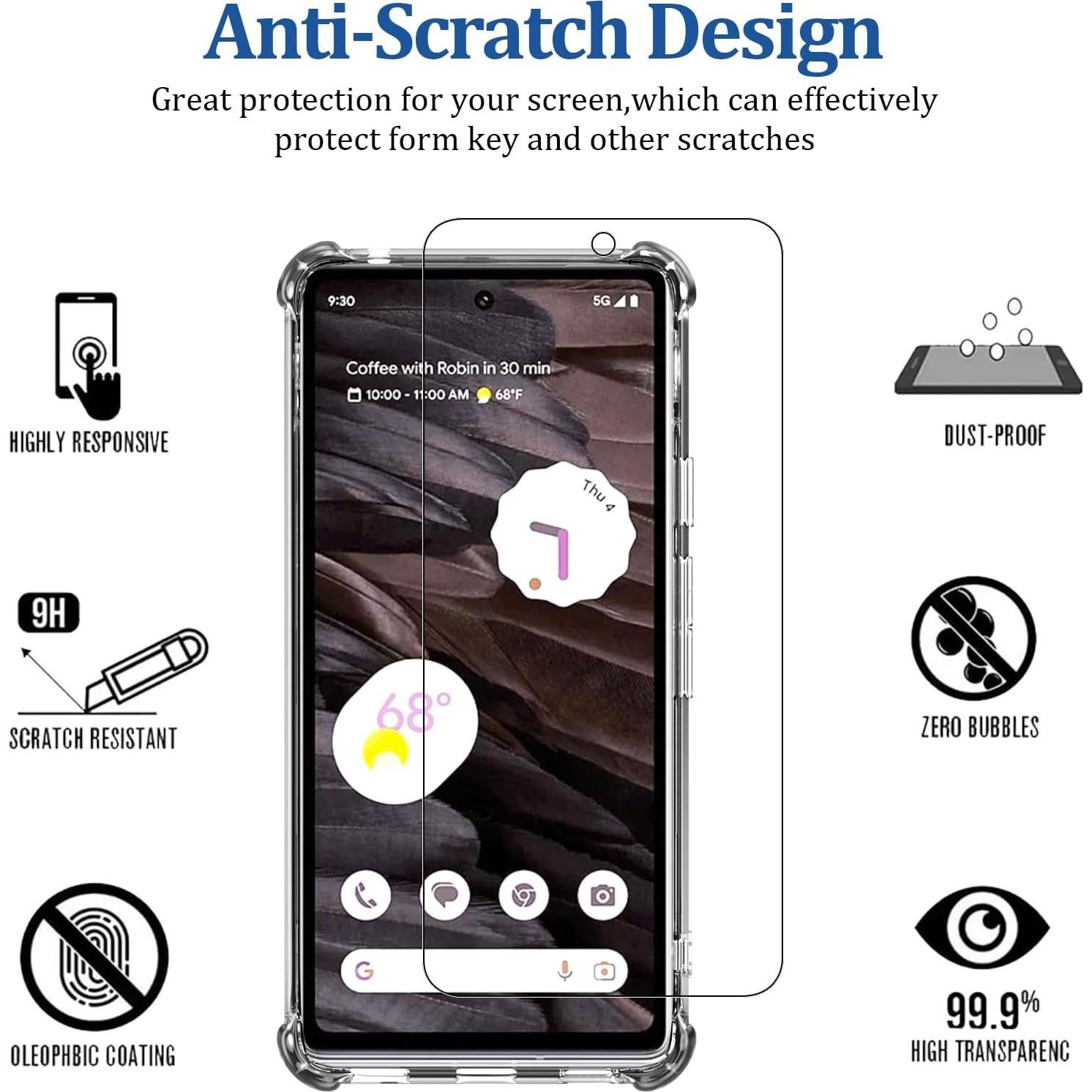 Funda TPU Transparente para Google Pixel 7A + 3 Protectores