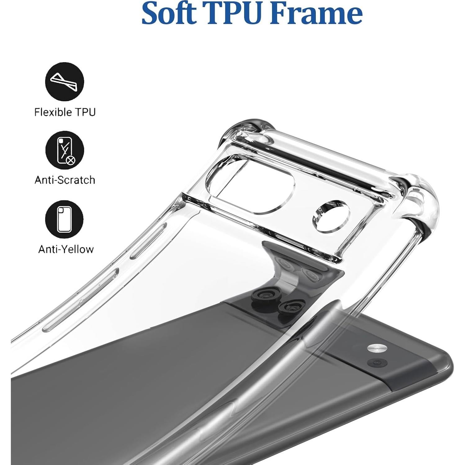 Funda TPU Transparente para Google Pixel 7A + 3 Protectores