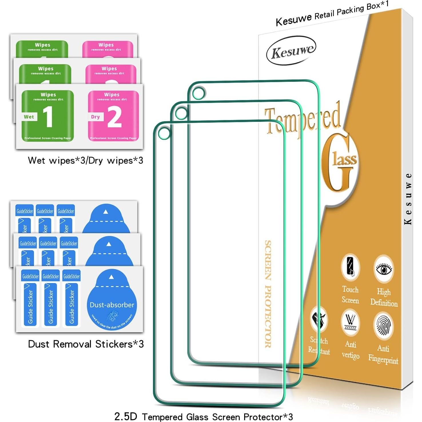 Protector de Pantalla Kesuwe para Google Pixel 5a 5G - Vidrio Templado 9H