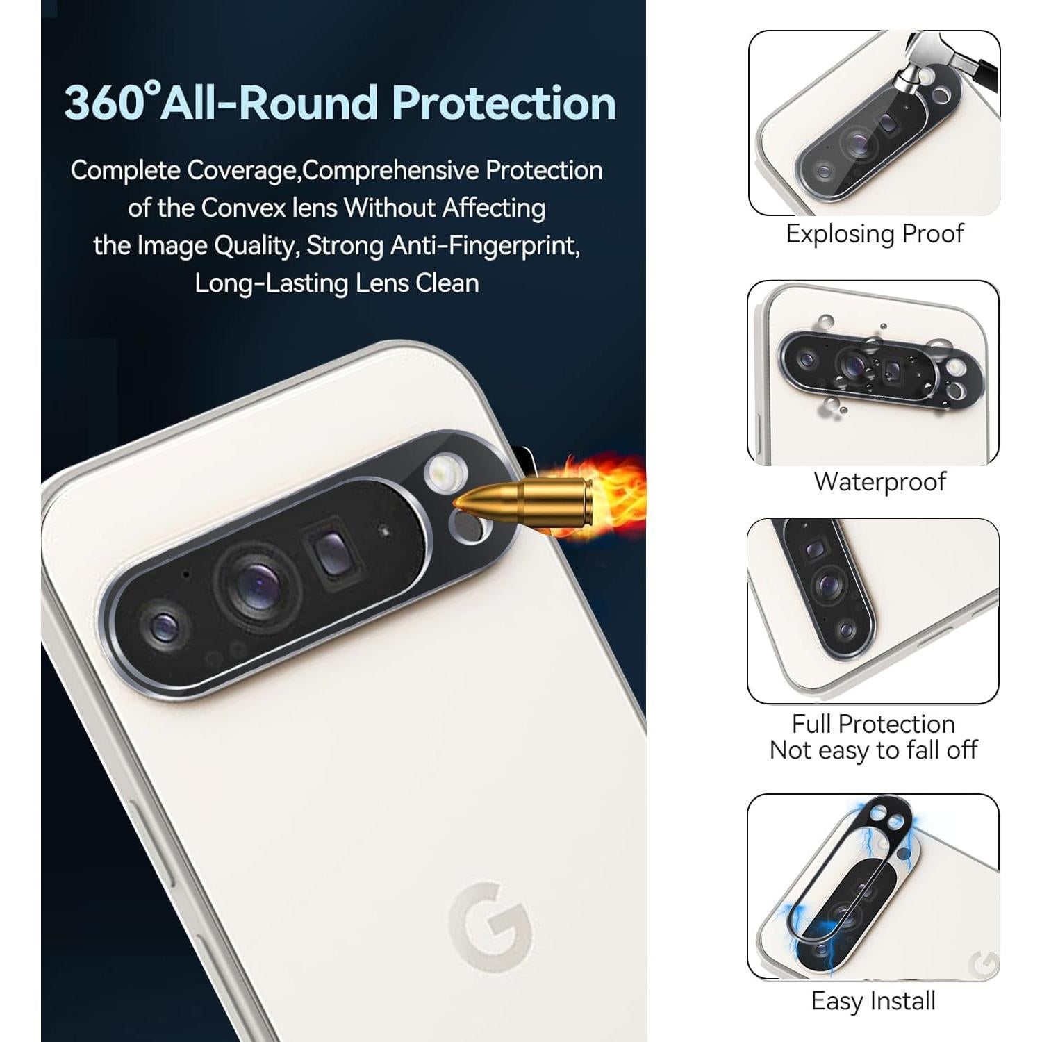 Protector de Lente de Cámara Zeking para Google Pixel 9 Pro XL - 2 Paquetes, Dureza 9H