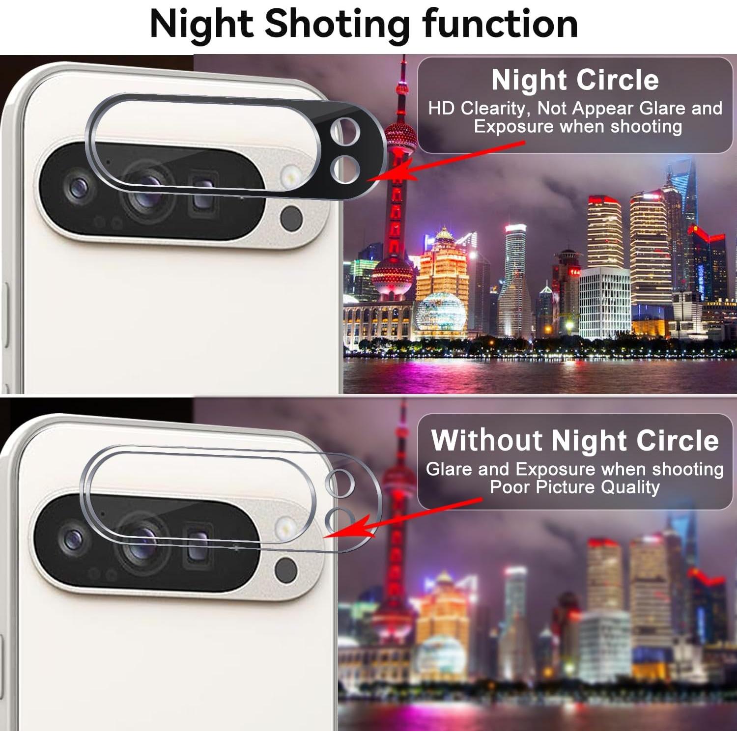 Protector de Lente de Cámara Zeking para Google Pixel 9 Pro XL - 2 Paquetes, Dureza 9H