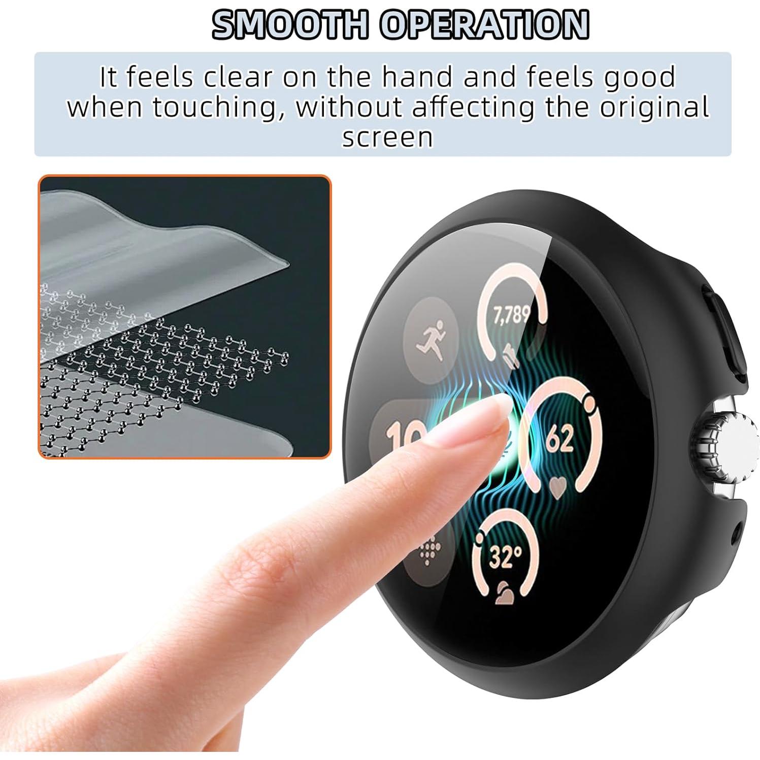 Paquete de 2 Carcasas Duras PC con Protector Vidrio para Pixel Watch 3 41mm