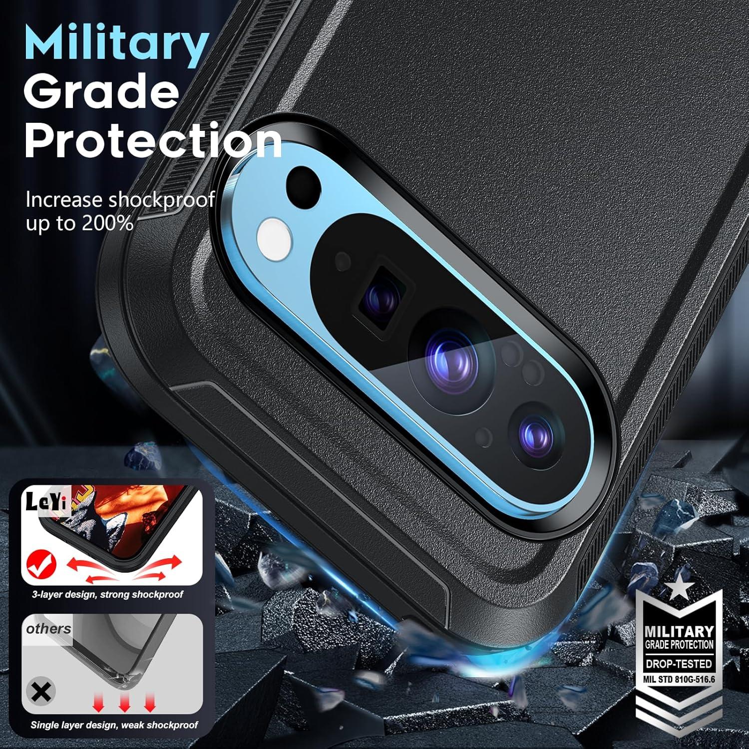 Funda Antichoque LeYi para Google Pixel 9 Pro XL - Negro