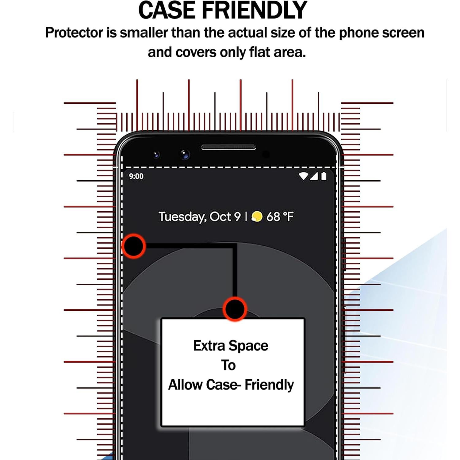 RKINC Screen Protector [3-Pack] for Google Pixel 3, Tempered Glass Film Screen Protector, 0.33mm [LifetimeWarranty][Bubble-Free][Anti-Scratch][Anti-Shatter]