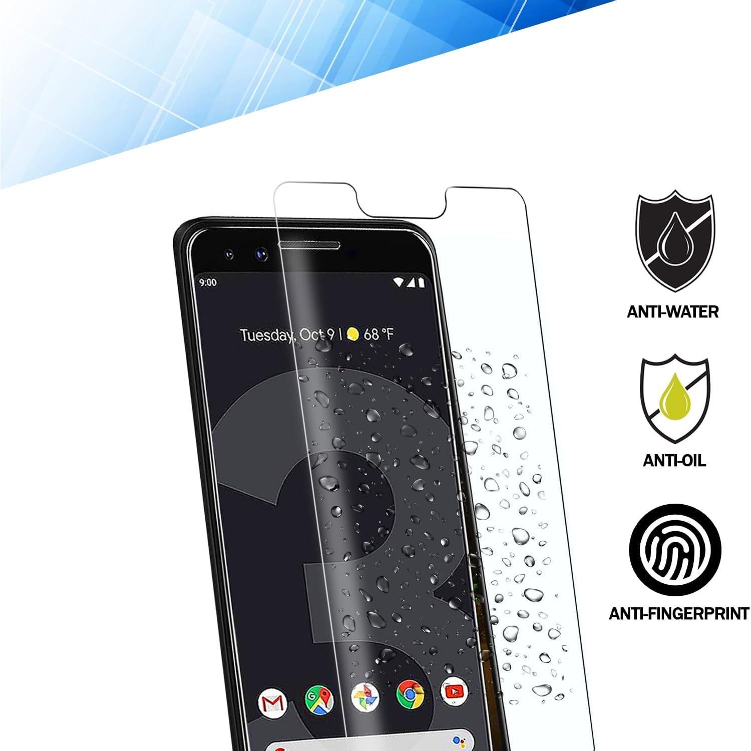 RKINC Screen Protector [3-Pack] for Google Pixel 3, Tempered Glass Film Screen Protector, 0.33mm [LifetimeWarranty][Bubble-Free][Anti-Scratch][Anti-Shatter]
