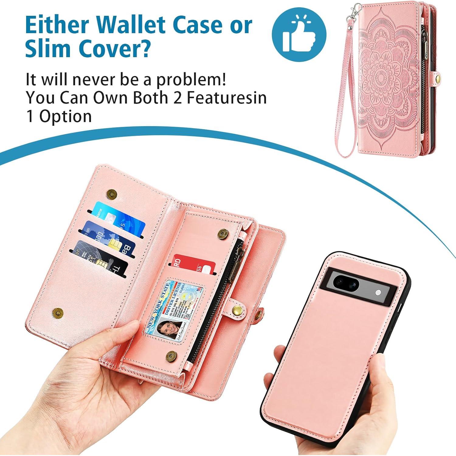 Funda Asuwish Cartera para Google Pixel 7A 5G Oro Rosa