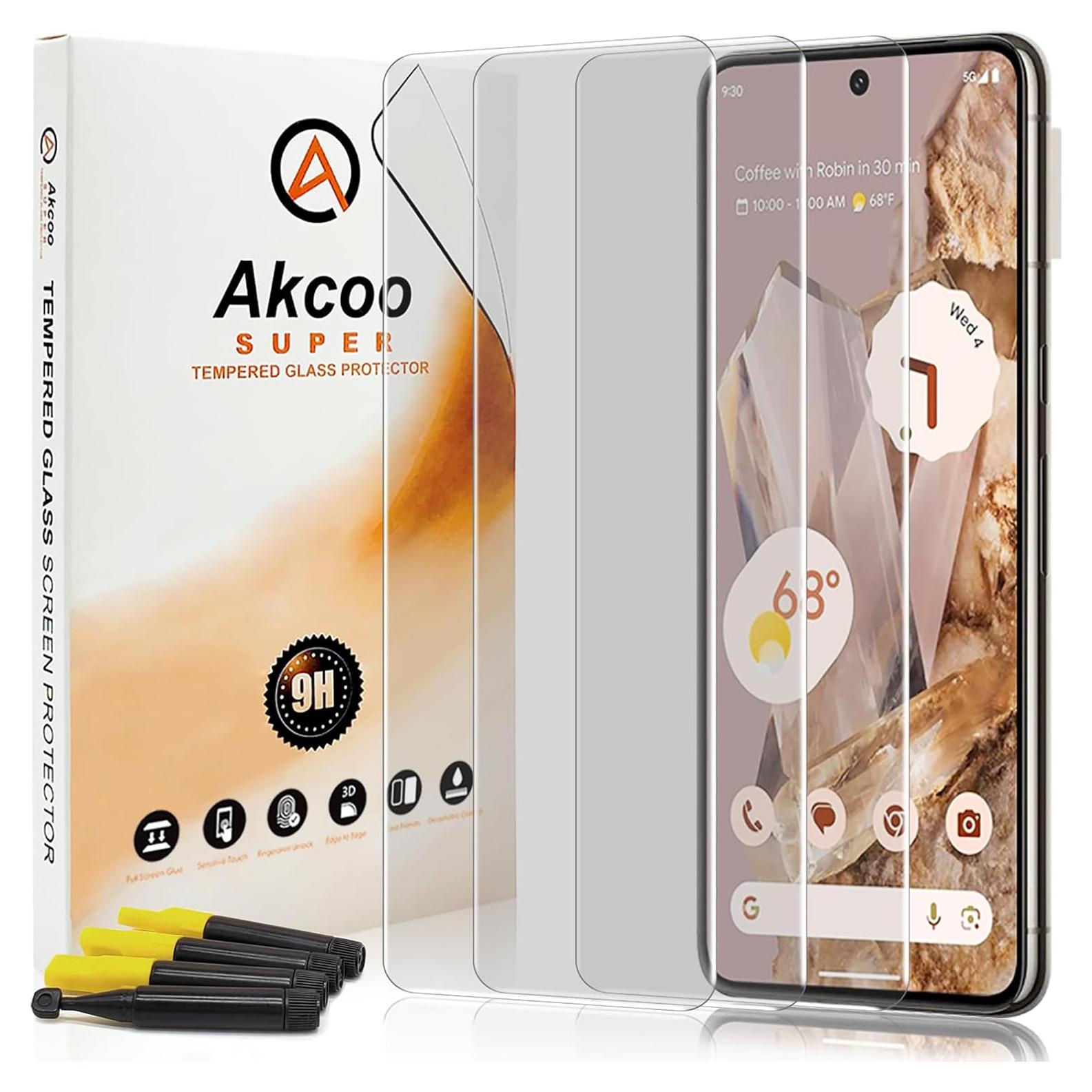 UV Screen Protector for Pixel 8 Pro, Tempered Glass, Edge to Edge Full Coverage,9H hardness Scratch Resistant