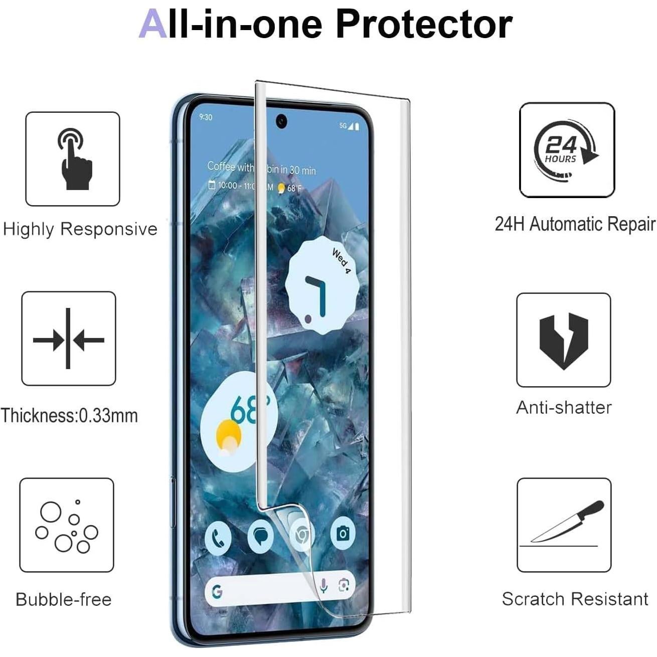 Paquete de 2 Protectores de Pantalla TPU ZSHMJMJ para Google Pixel 8 Pro