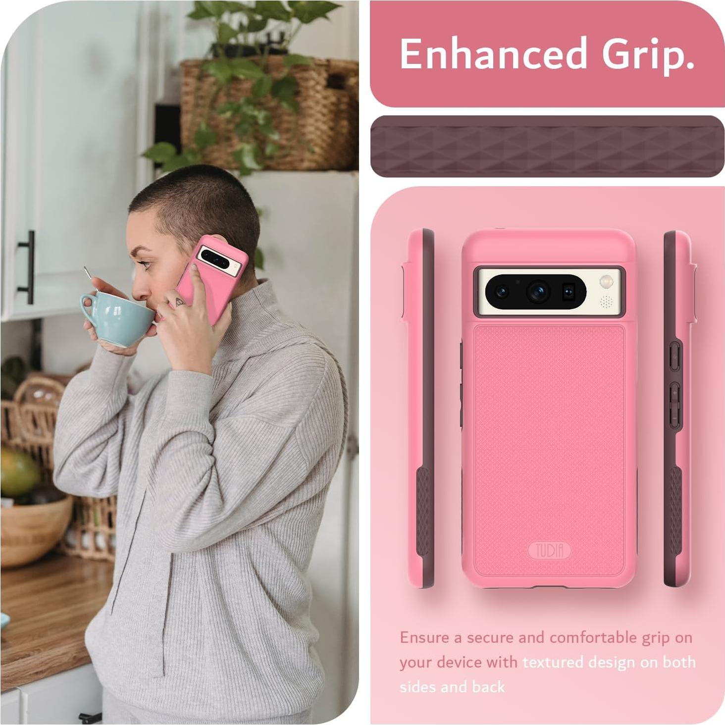 Funda TUDIA Doble Capa para Google Pixel 8 Pro Rosa