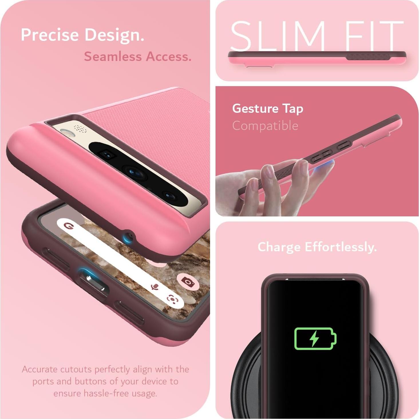 Funda TUDIA Doble Capa para Google Pixel 8 Pro Rosa