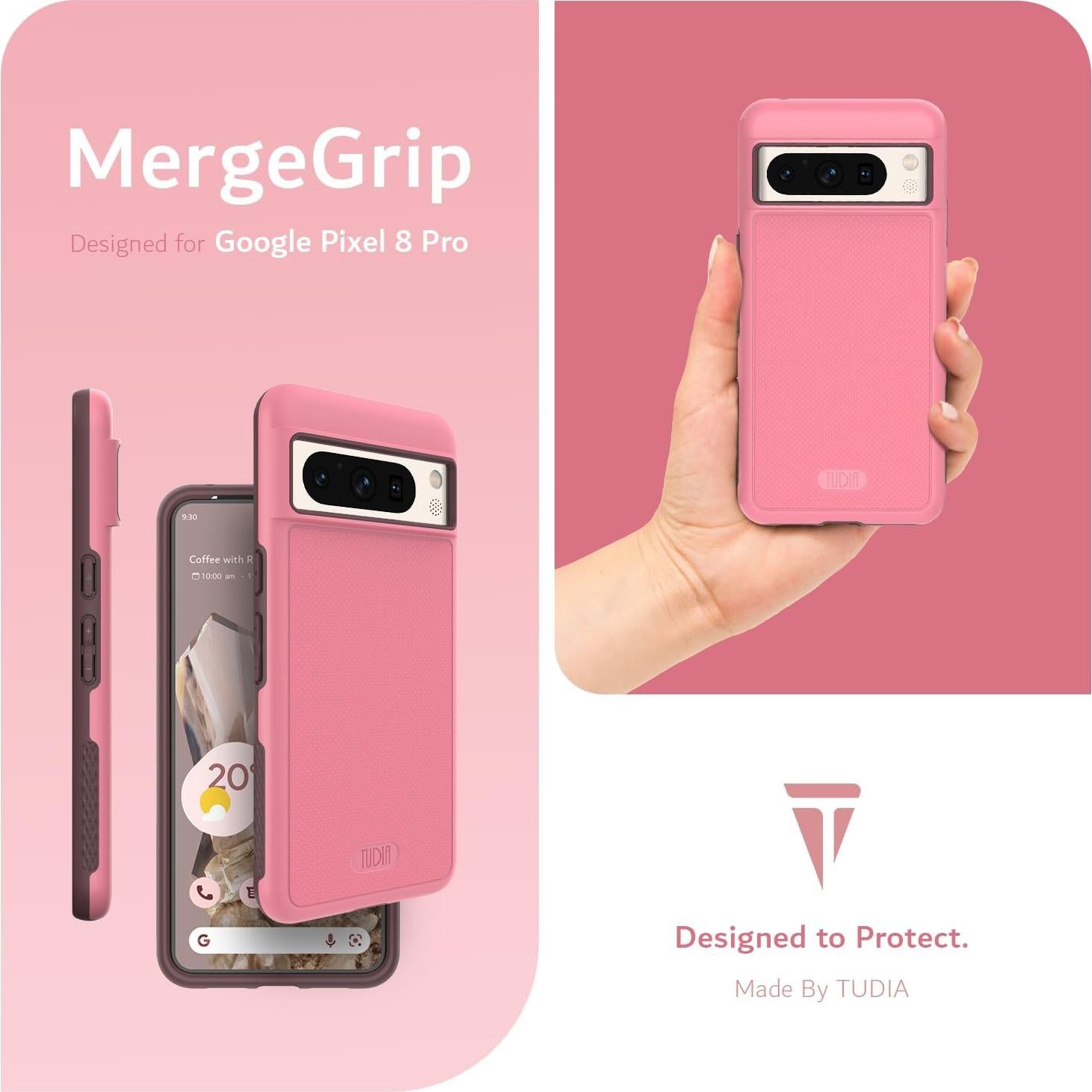 Funda TUDIA Doble Capa para Google Pixel 8 Pro Rosa