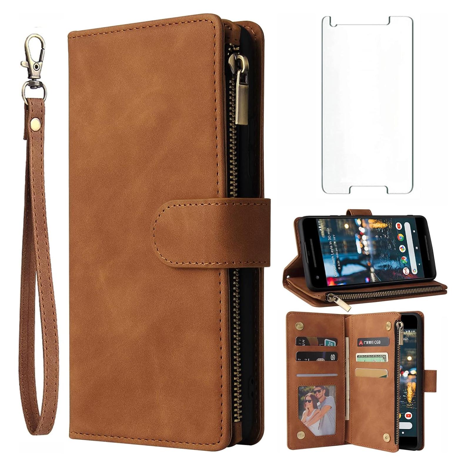 Funda de Cartera Asuwish para Google Pixel 2 con Protector