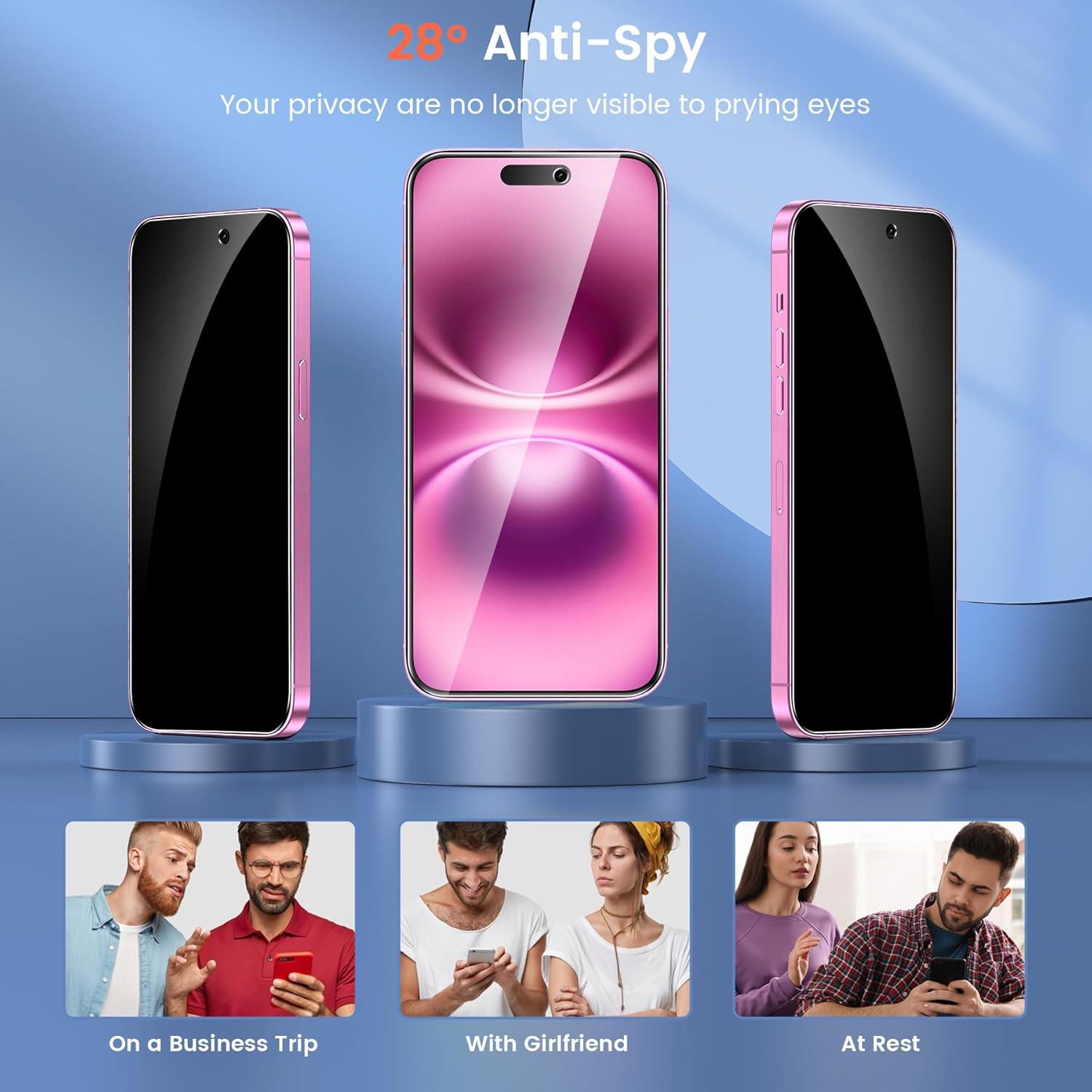 Protector de Pantalla Privada Fotbor para iPhone 16 6.1" 2Pack