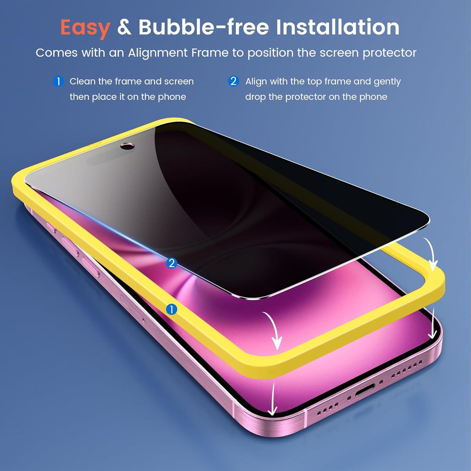 Protector de Pantalla Privada Fotbor para iPhone 16 6.1" 2Pack