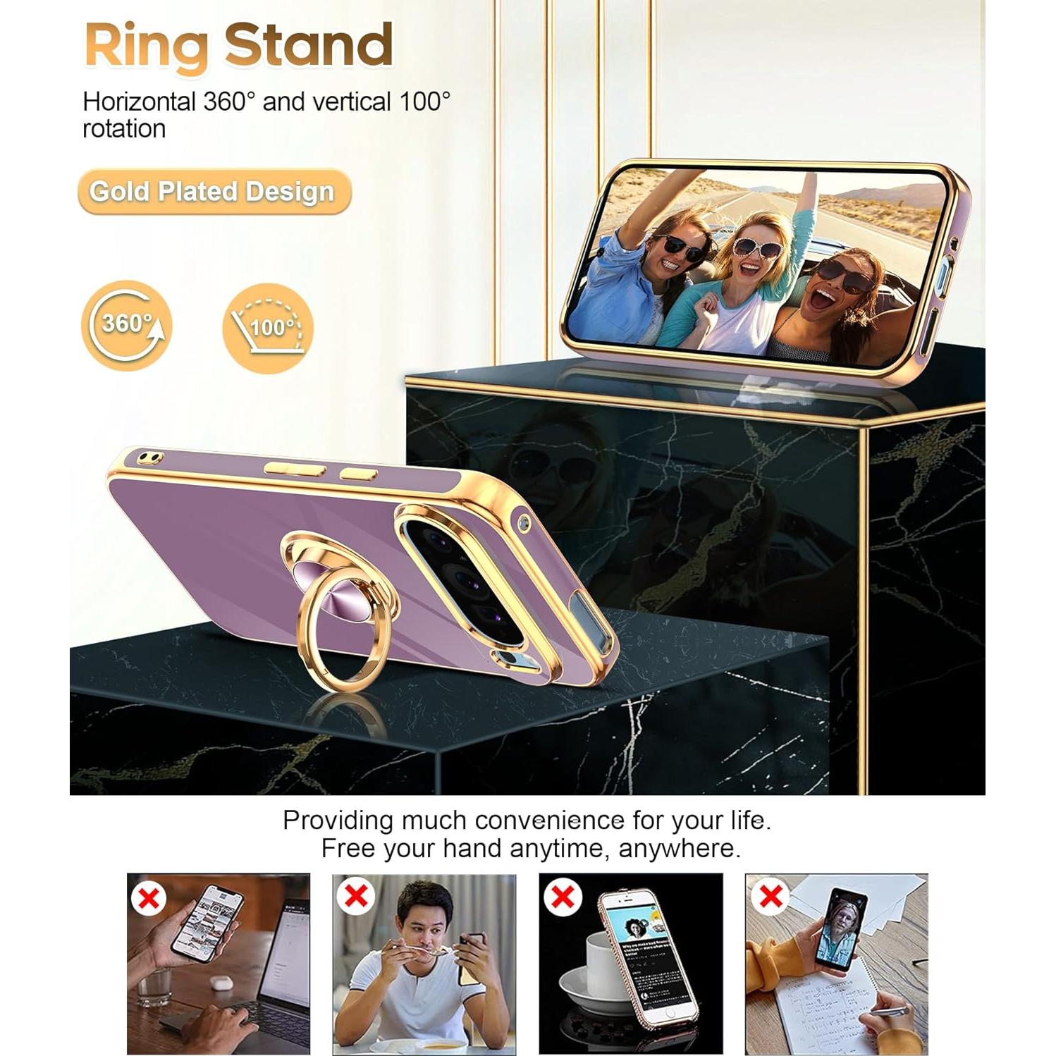 Funda LeYi para Google Pixel 9 Pro 6.3" Rosa Dorado 360°