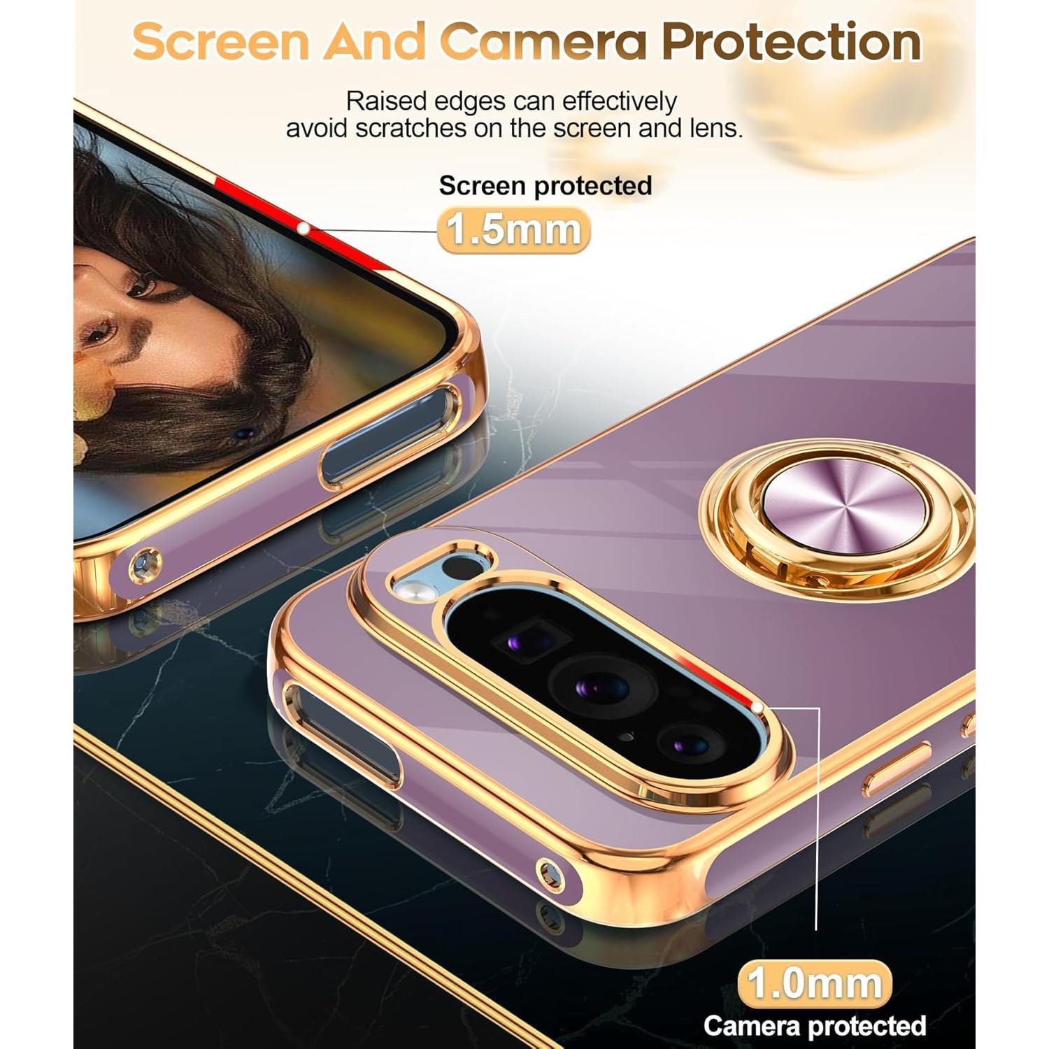 Funda LeYi para Google Pixel 9 Pro 6.3" Rosa Dorado 360°