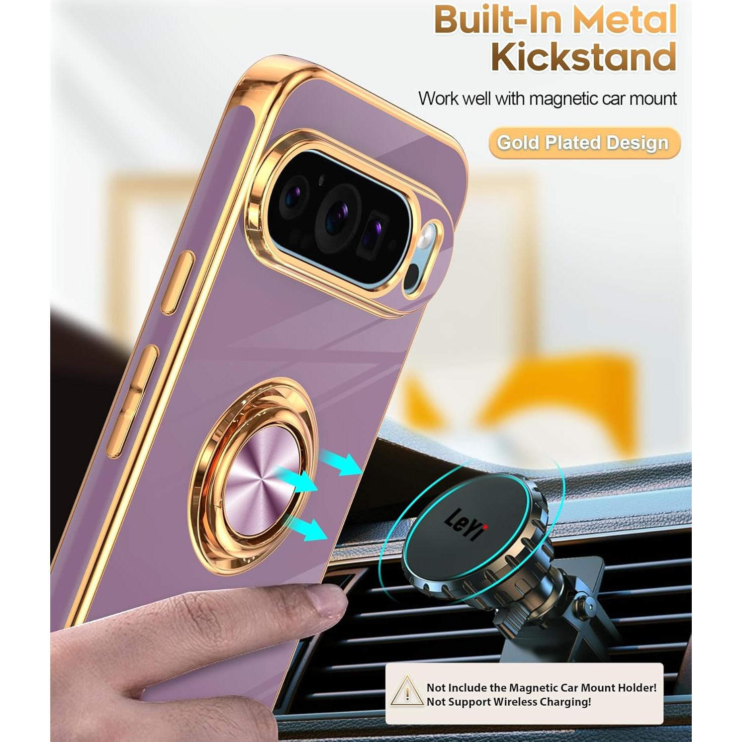 Funda LeYi para Google Pixel 9 Pro 6.3" Rosa Dorado 360°