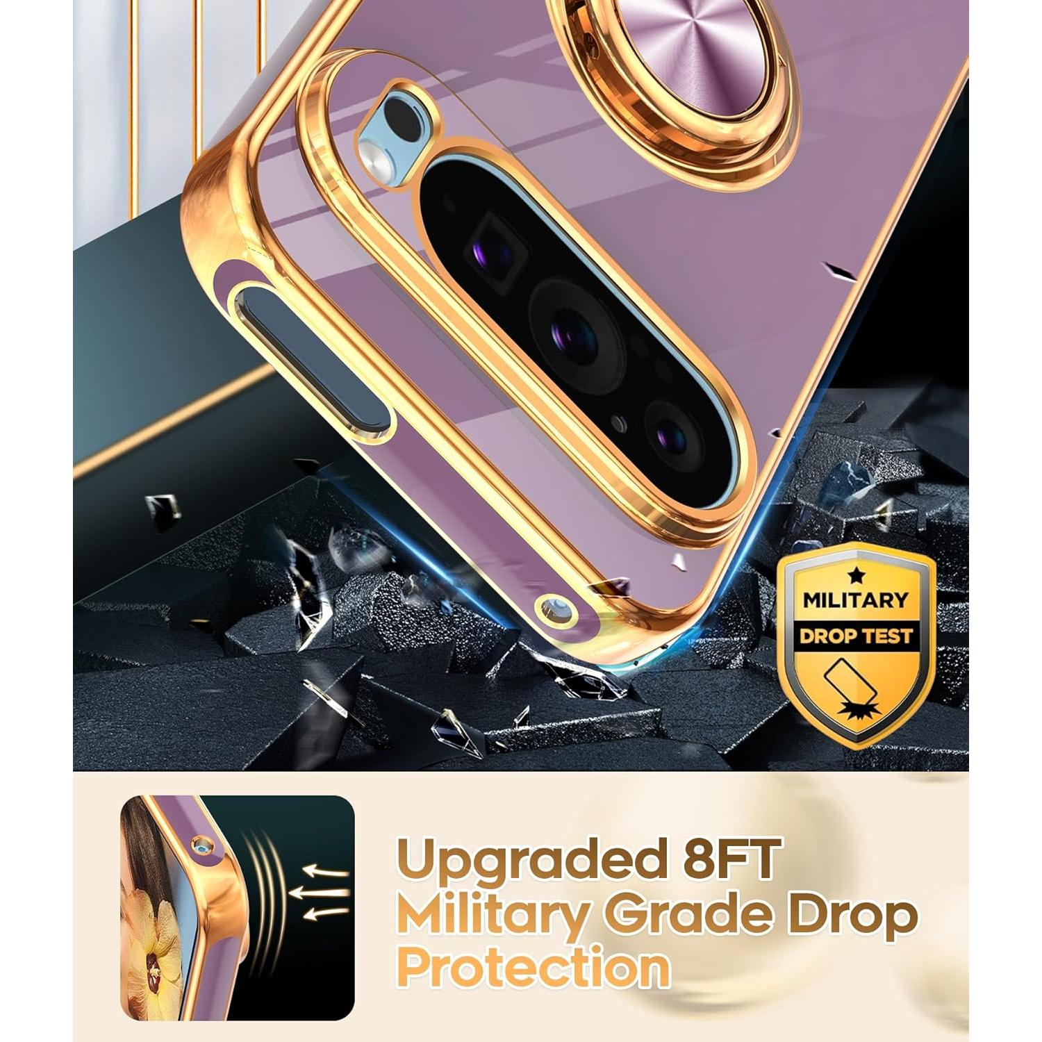 Funda LeYi para Google Pixel 9 Pro 6.3" Rosa Dorado 360°