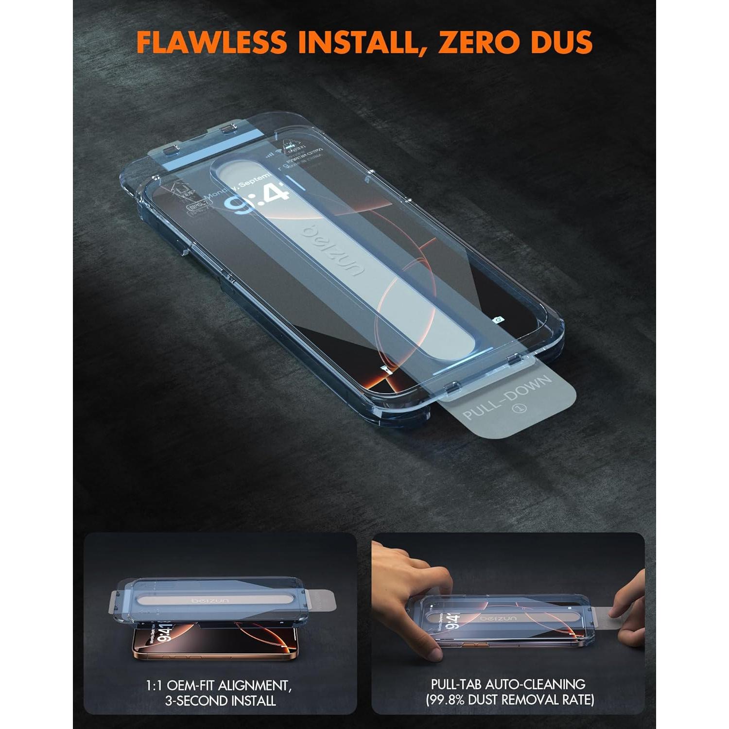 Protector de Pantalla Beizun 3 Pack para iPhone 15/16 6.1" HD 9H