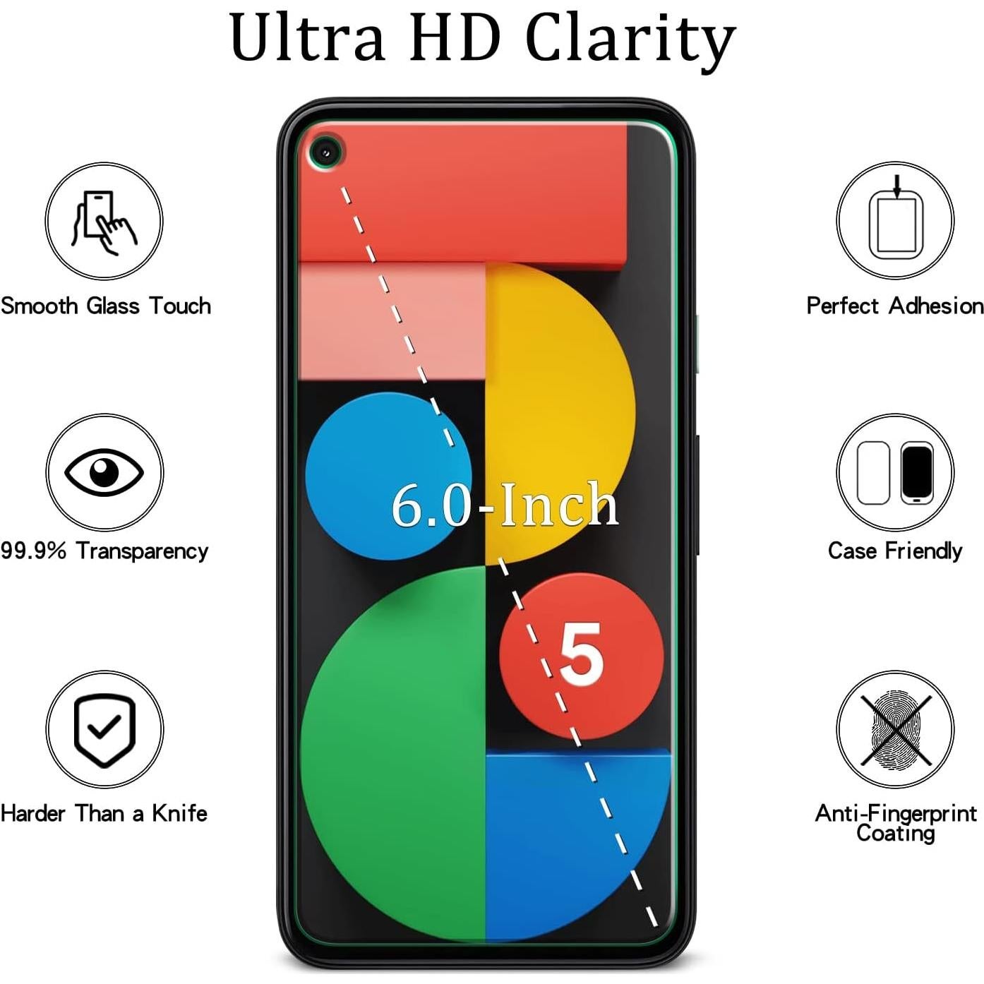 Protector de Pantalla Vidrio Templado MAYtobe para Google Pixel 5