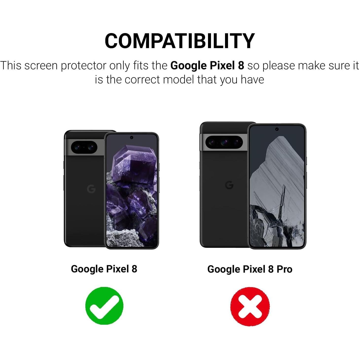 Paquete de 2 Protectores de Pantalla Vidrio Templado Google Pixel 8