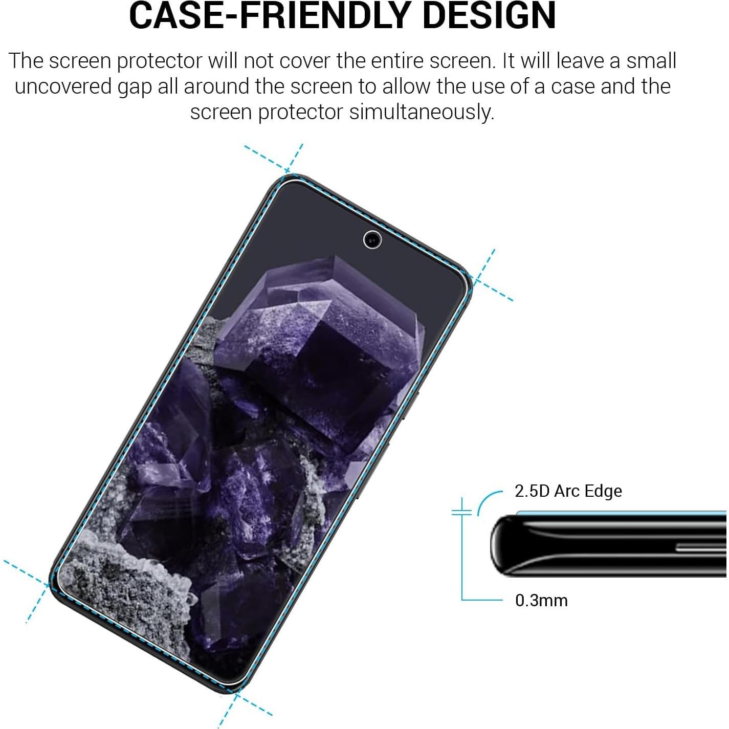 Paquete de 2 Protectores de Pantalla Vidrio Templado Google Pixel 8