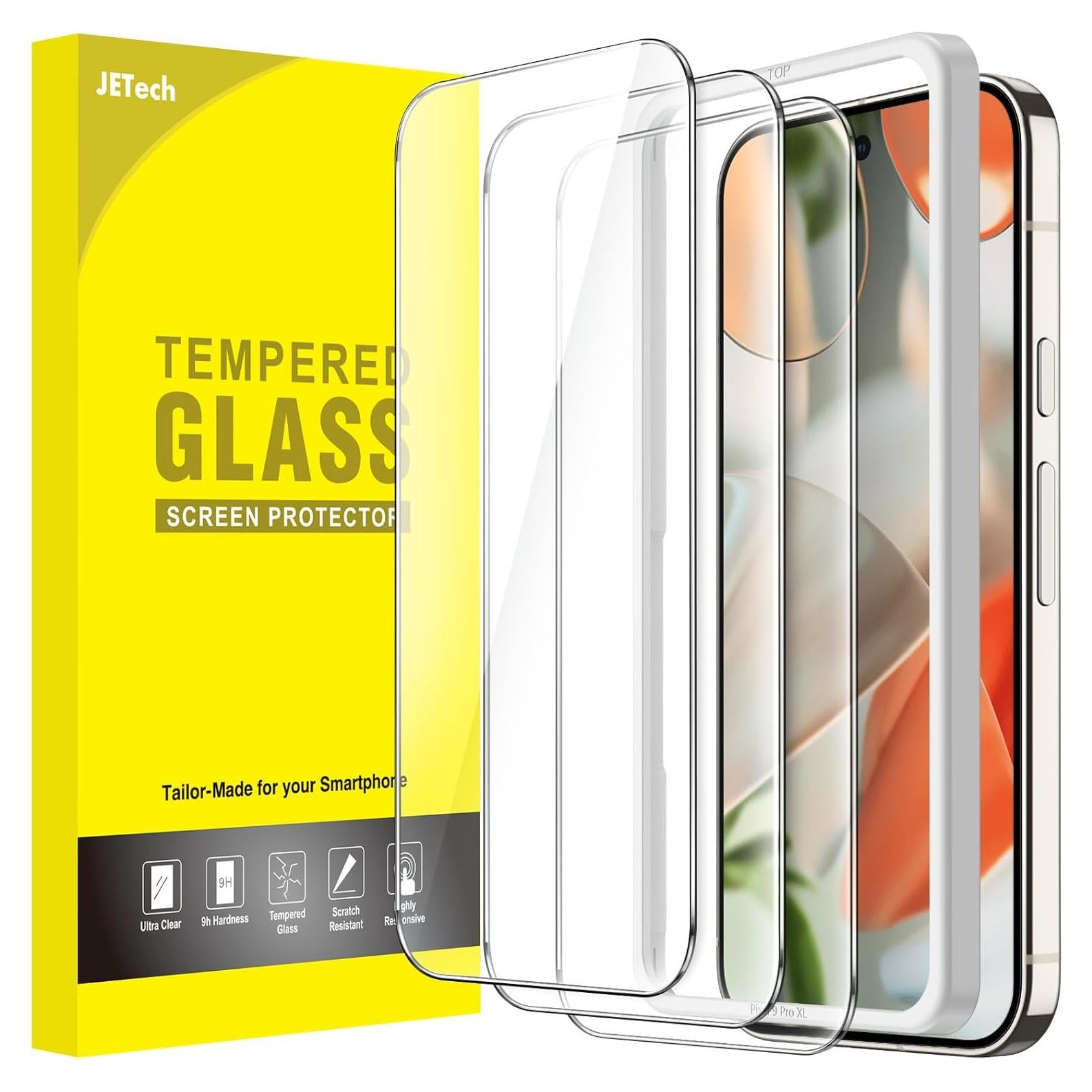 Protector de Pantalla JETech para Google Pixel 9 Pro XL - Vidrio Templado HD Claro, Paquete de 3