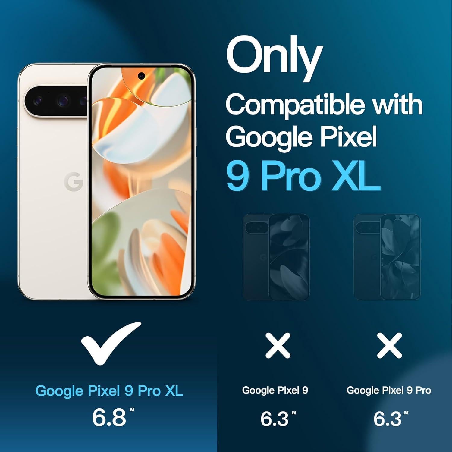 Protector de Pantalla JETech para Google Pixel 9 Pro XL - Vidrio Templado HD Claro, Paquete de 3