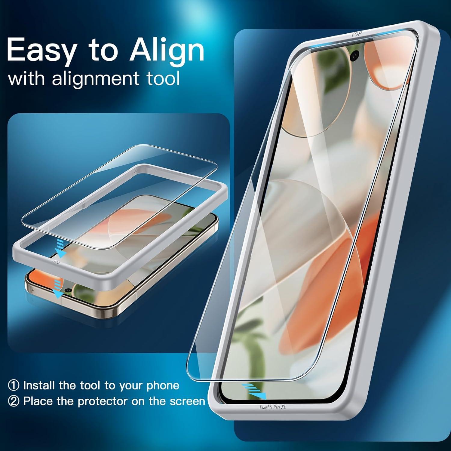 Protector de Pantalla JETech para Google Pixel 9 Pro XL - Vidrio Templado HD Claro, Paquete de 3