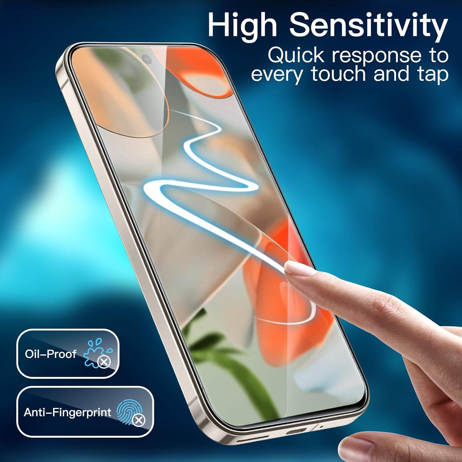 Protector de Pantalla JETech para Google Pixel 9 Pro XL - Vidrio Templado HD Claro, Paquete de 3