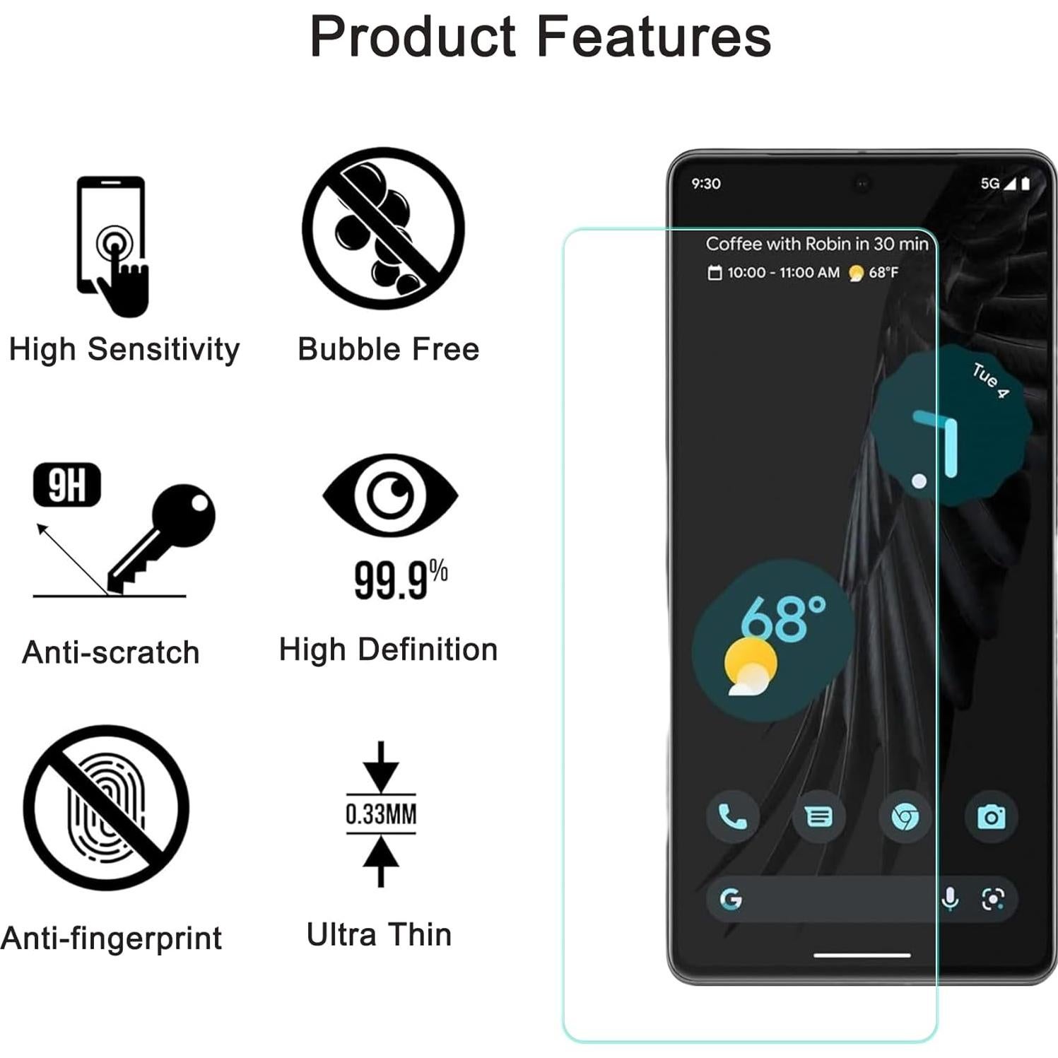 Protector de Pantalla Vidrio Templado ZYHKJYL para Google Pixel 7