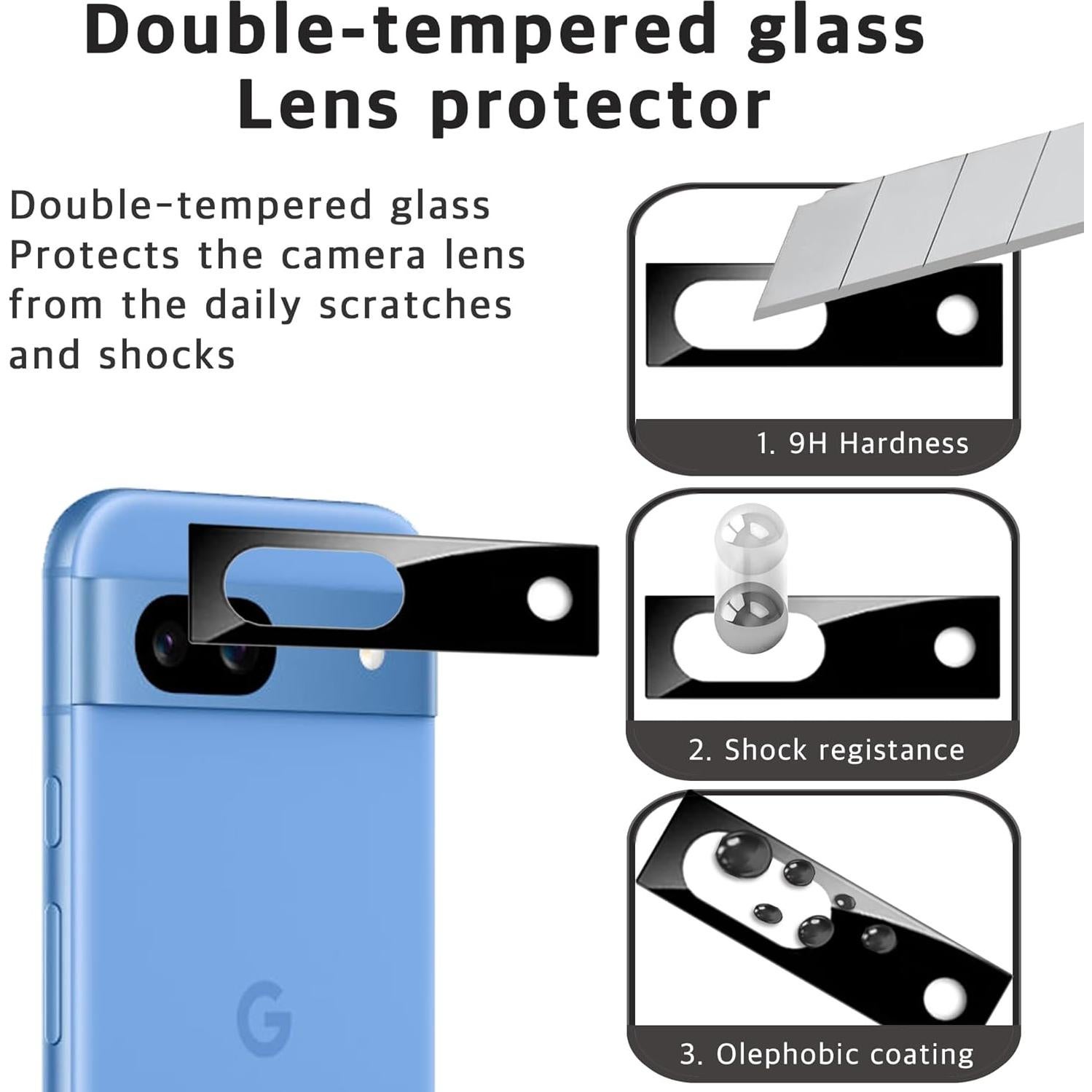 Kit de 5 Protectores de Pantalla y 2 de Lente para Pixel 8a 5G